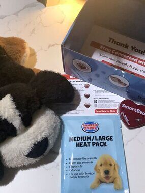 Snuggle Puppy Heartbeat Toy, Calming Comfort, Medium Breeds Brown White